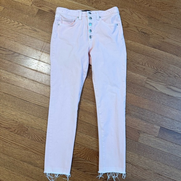 Veronica Beard Women Debbie 10” Skinny Button Fly Jeans Millennial Pink 27 Raw - Picture 1 of 9